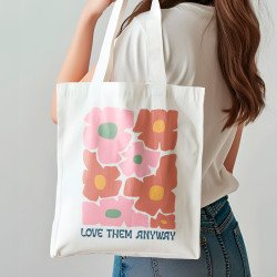 Tote Bag - Christian quotes floral design - Love Them Anyway
